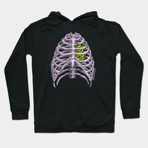 Hop-Hearted Rib Cage Hoodie by Mindy’s Beer Gear